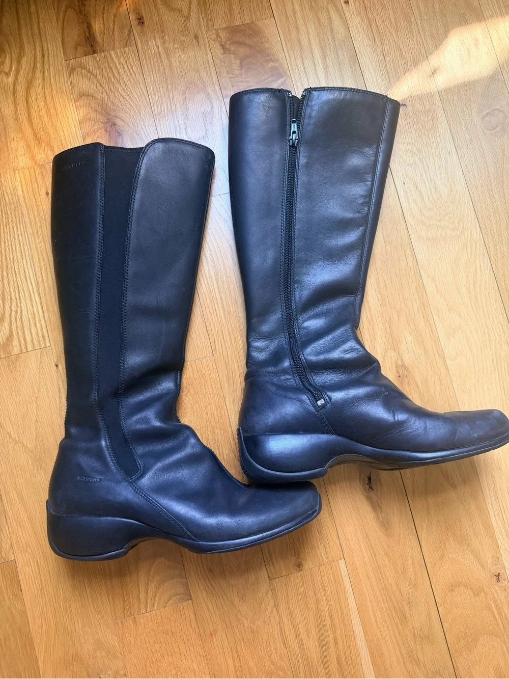 Merrell Spire Peak Waterproof Women's Tall Black Leather Zip Boots | W 8.5
